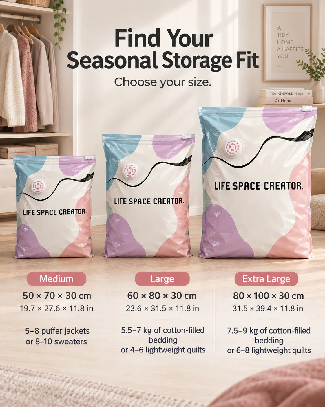 Pump-Free 3D Compression Storage Bag