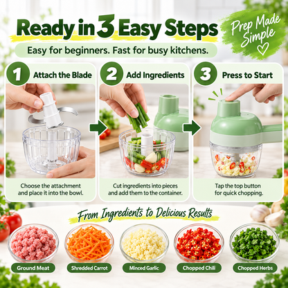 AVANLIE 4-in-1 Cordless Electric Vegetable Cutter
