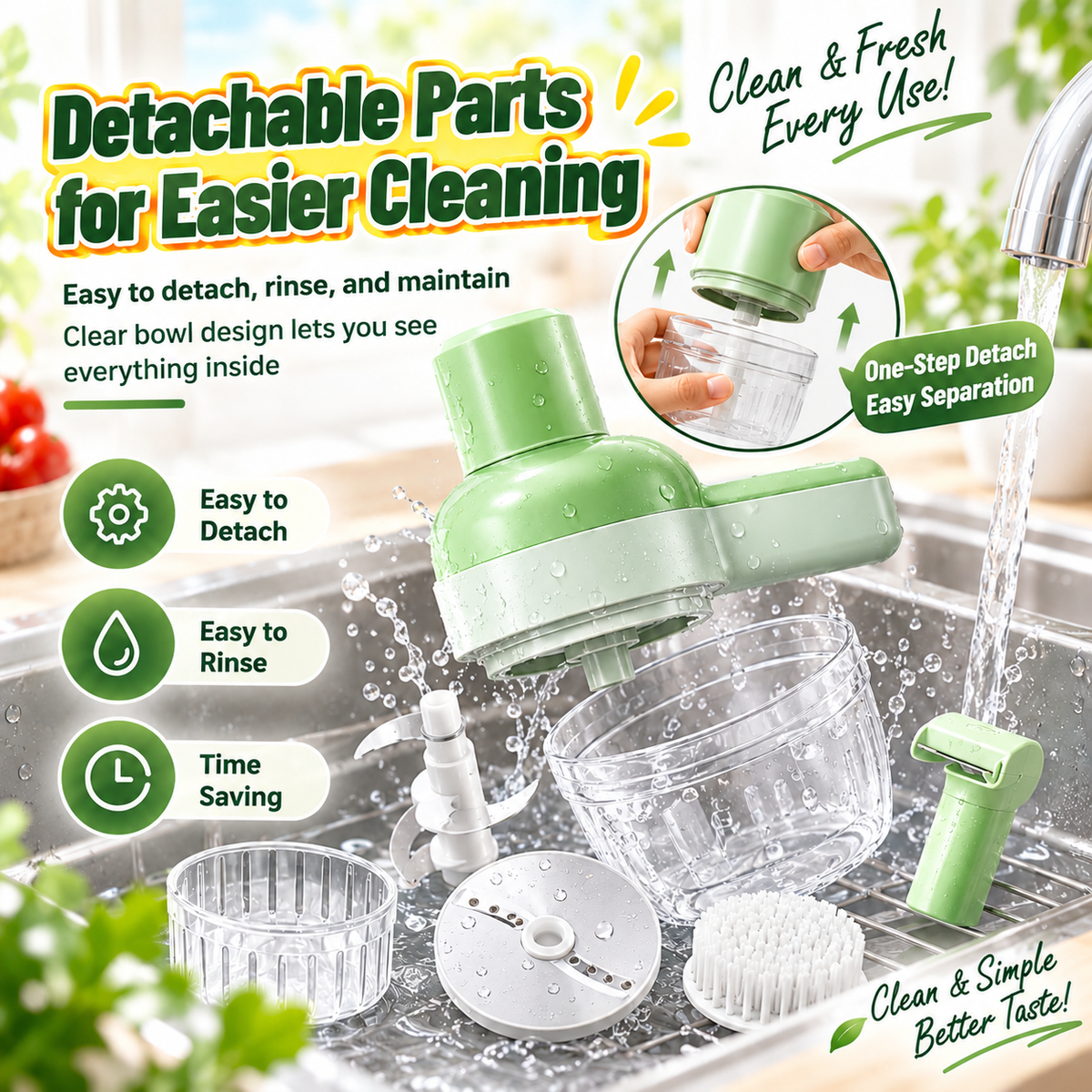 AVANLIE 4-in-1 Cordless Electric Vegetable Cutter