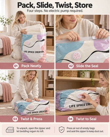 Pump-Free 3D Compression Storage Bag