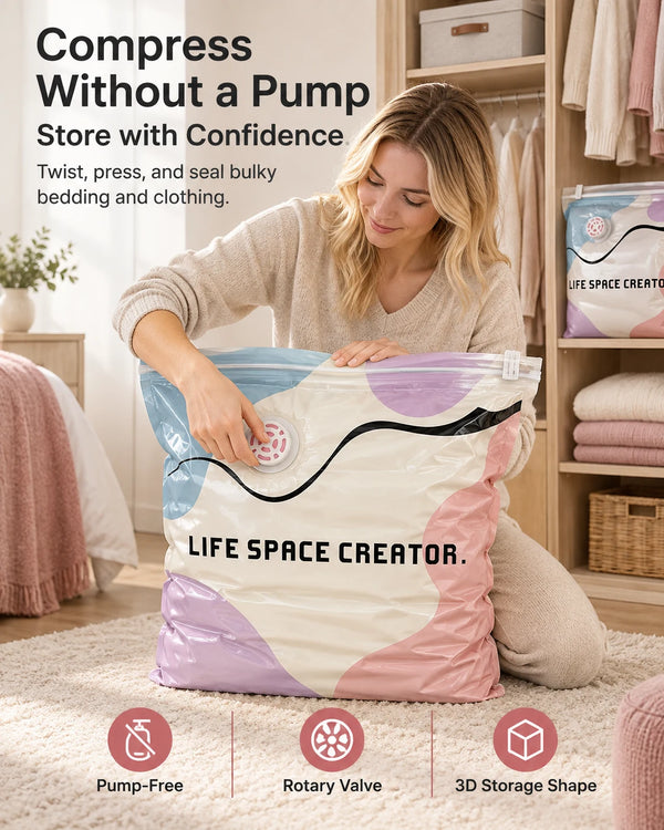 Pump-Free 3D Compression Storage Bag