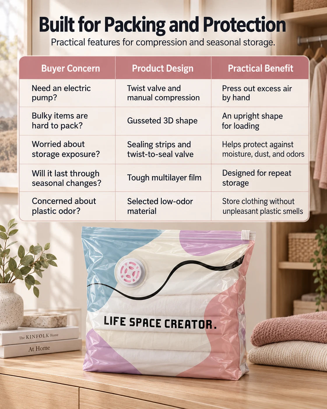 Pump-Free 3D Compression Storage Bag