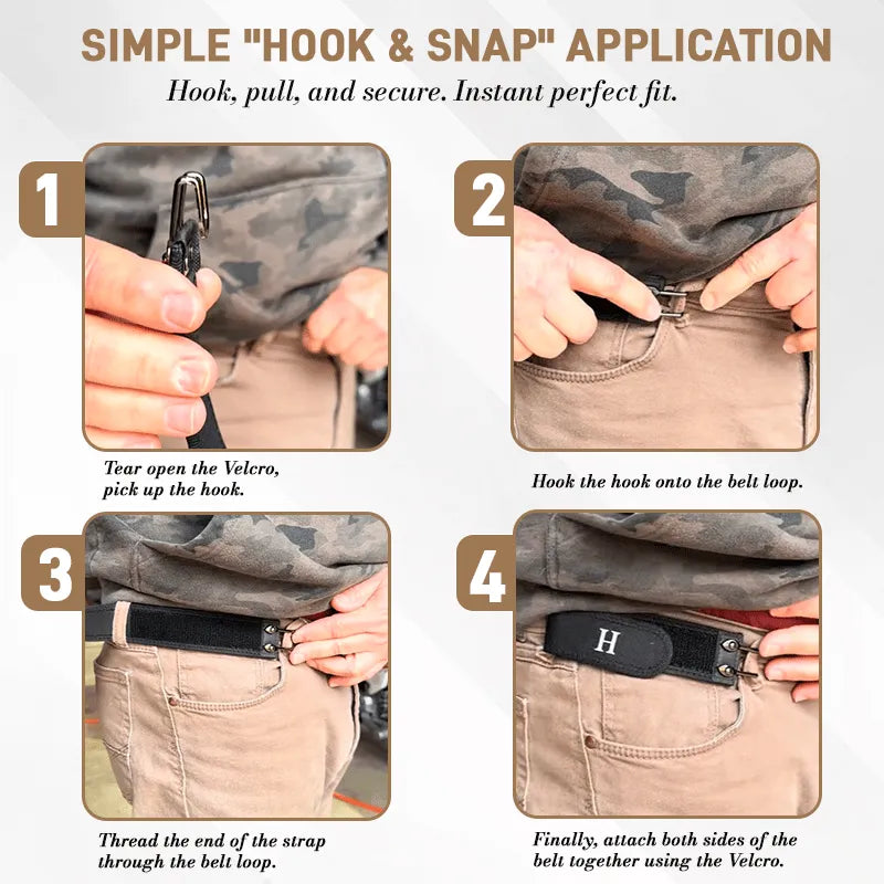 Tactical Metal Hook Elastic Belt – Black, 1 Piece