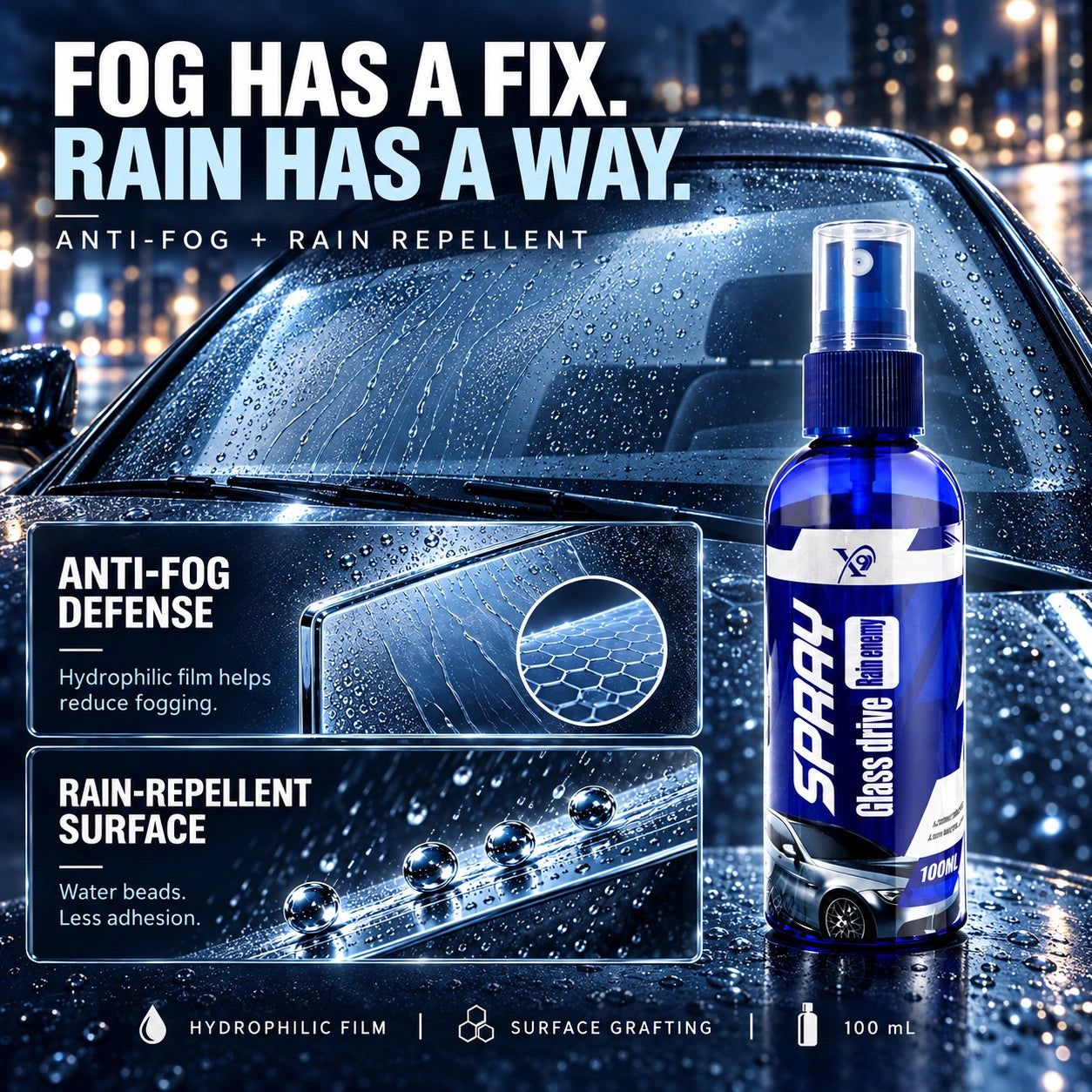 Glass Rain Repellen 100 mL / 1 Bottle