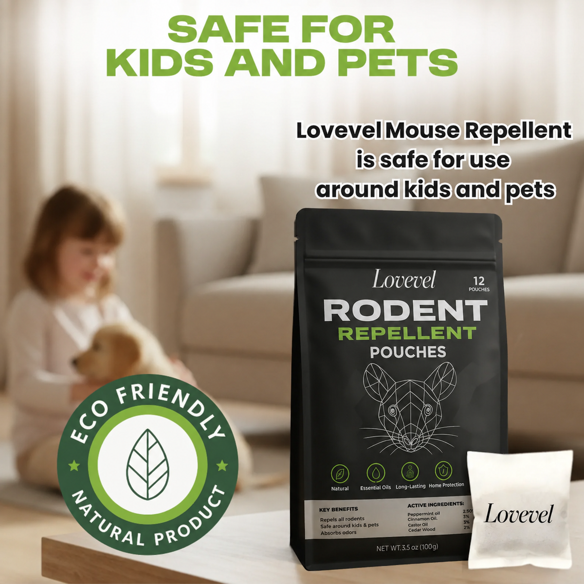 LOVEVEL Mouse Repellent Pouches — 12 × 16g