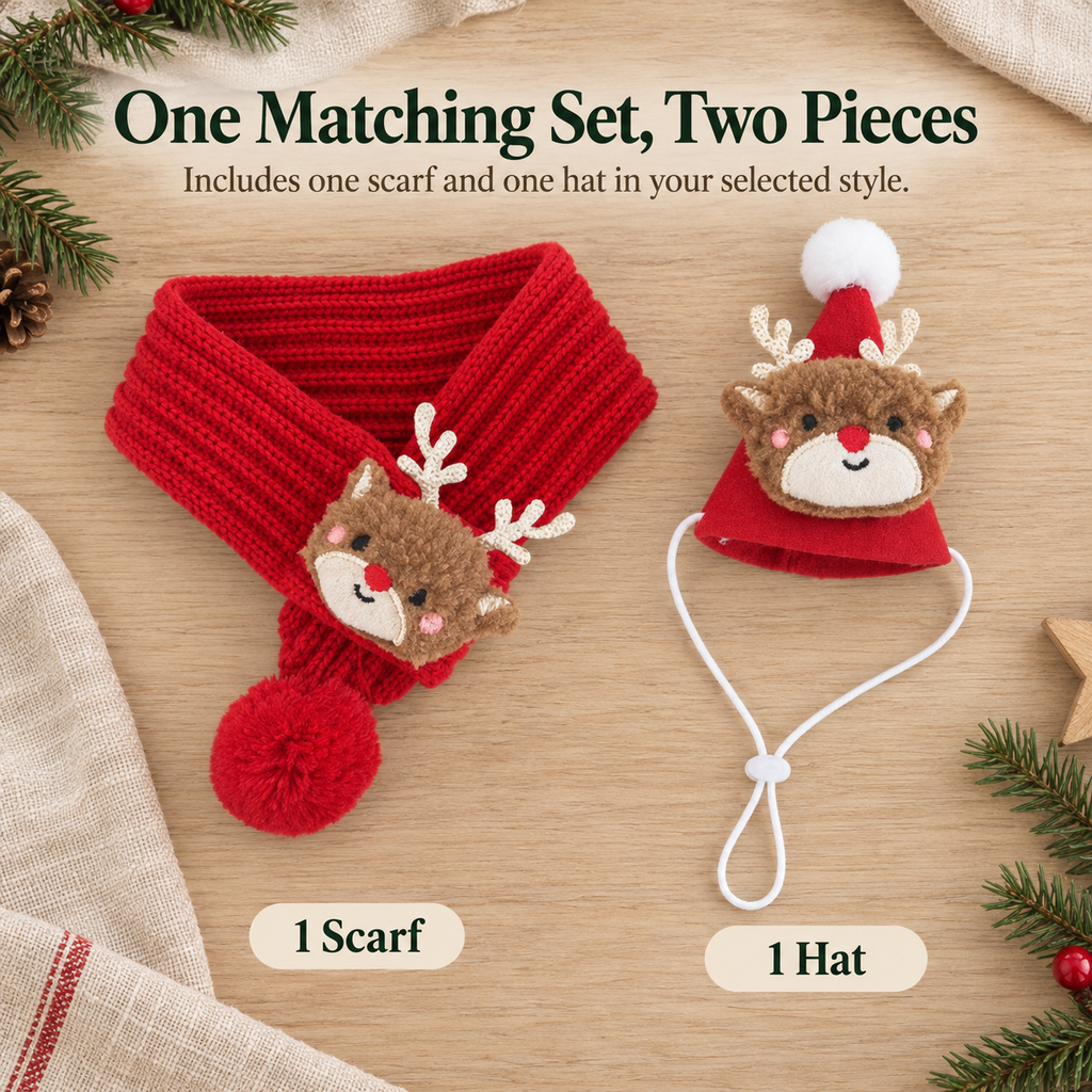 Christmas Pet Hat & Scarf Set