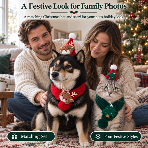 Christmas Pet Hat & Scarf Set