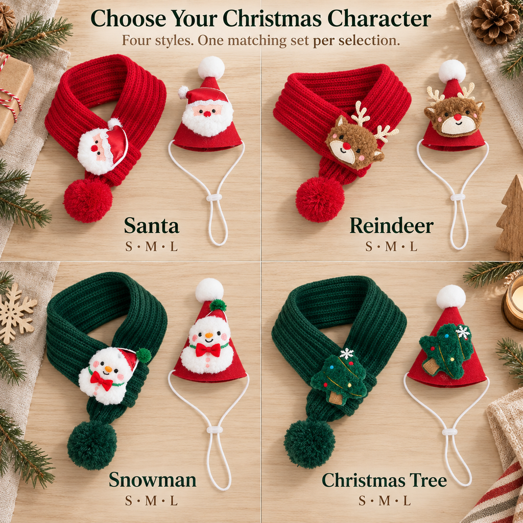 Christmas Pet Hat & Scarf Set