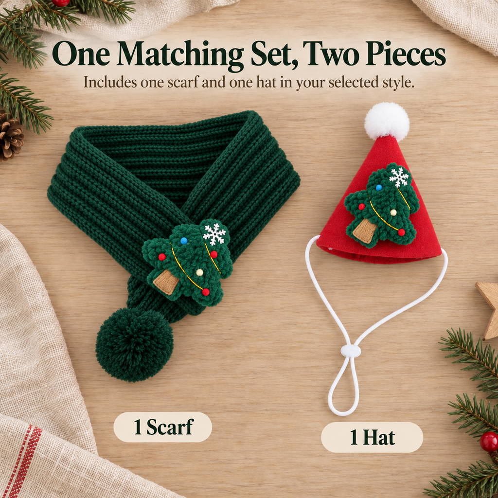 Christmas Pet Hat & Scarf Set