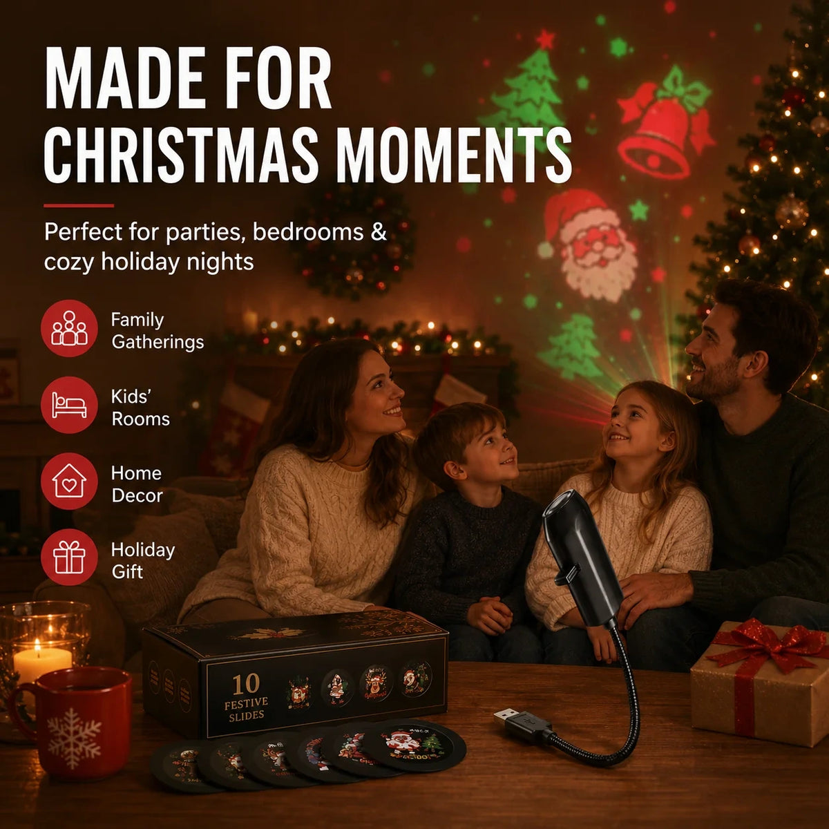 USB Halloween & Christmas Projection Light