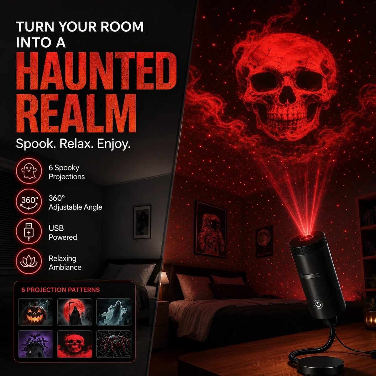 USB Halloween & Christmas Projection Light