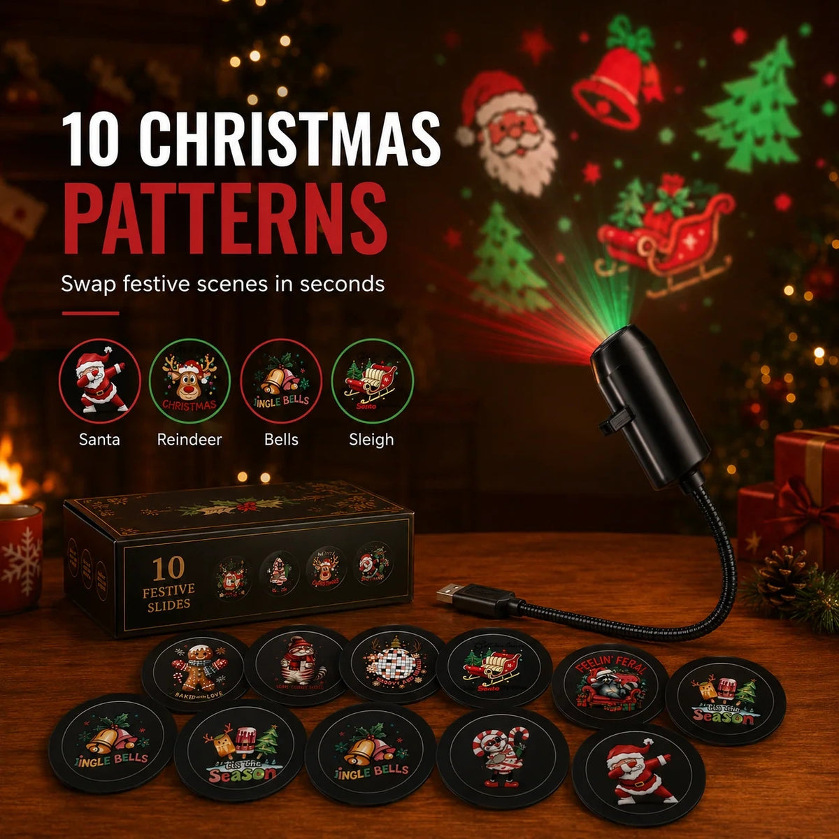 USB Halloween & Christmas Projection Light