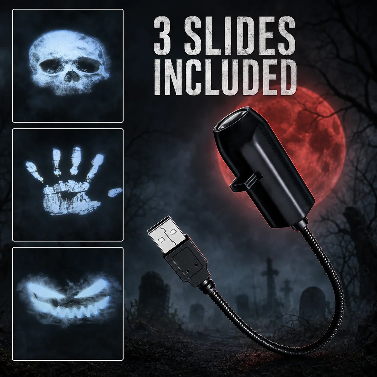 USB Halloween & Christmas Projection Light