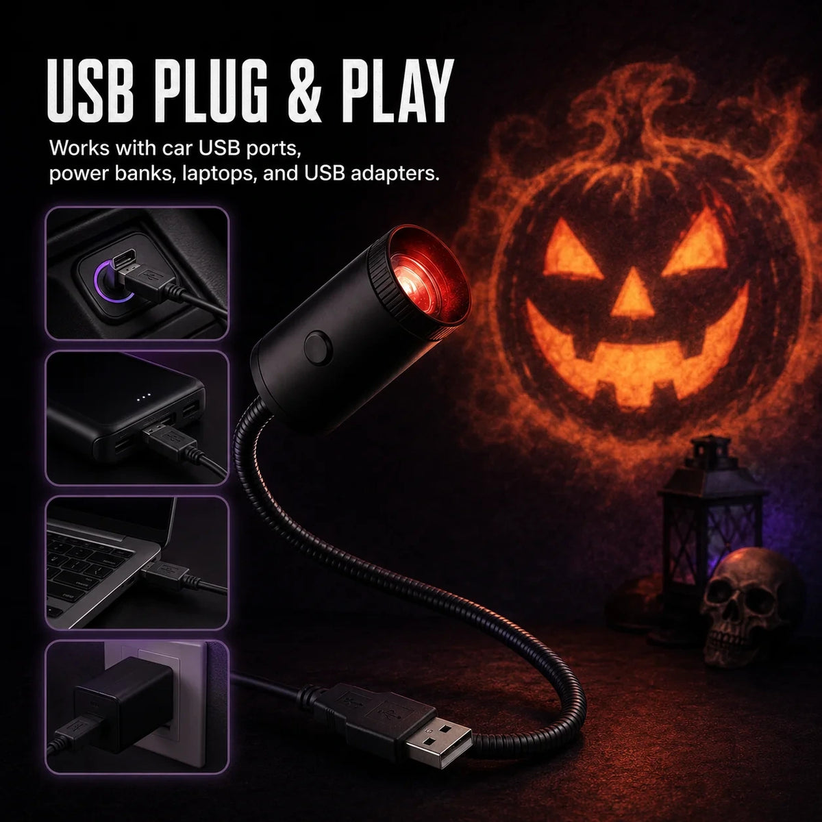 USB Halloween & Christmas Projection Light