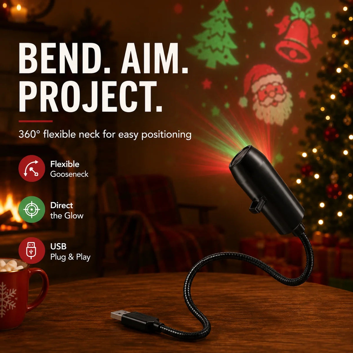 USB Halloween & Christmas Projection Light