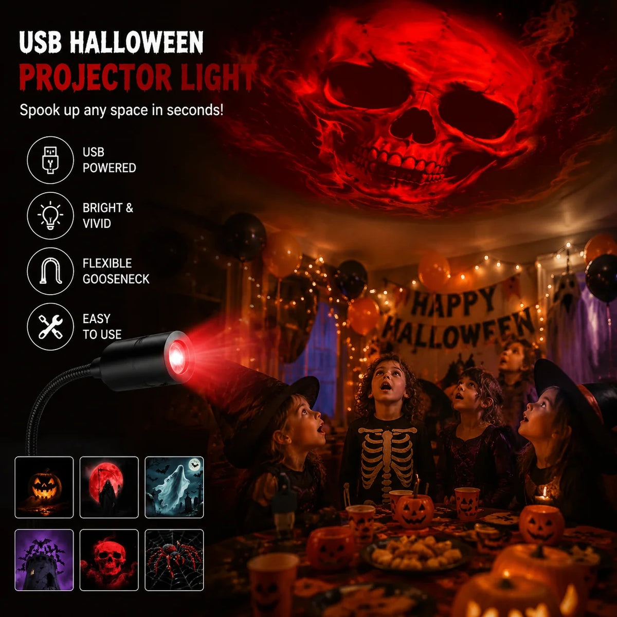 USB Halloween & Christmas Projection Light