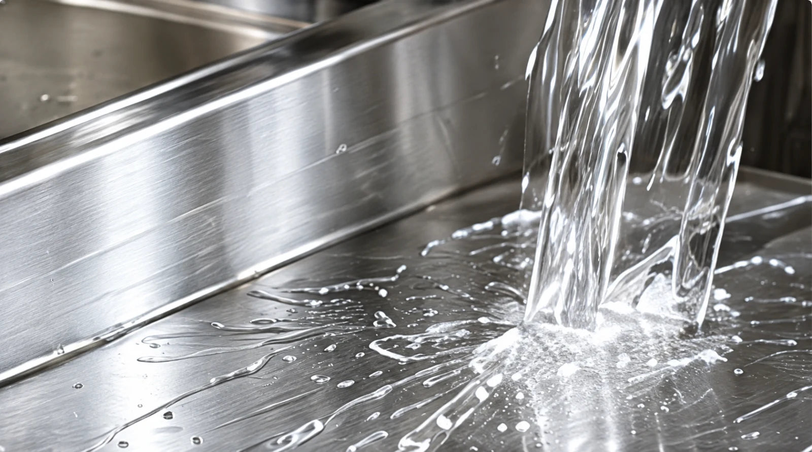 Water rinsing a stainless steel sink