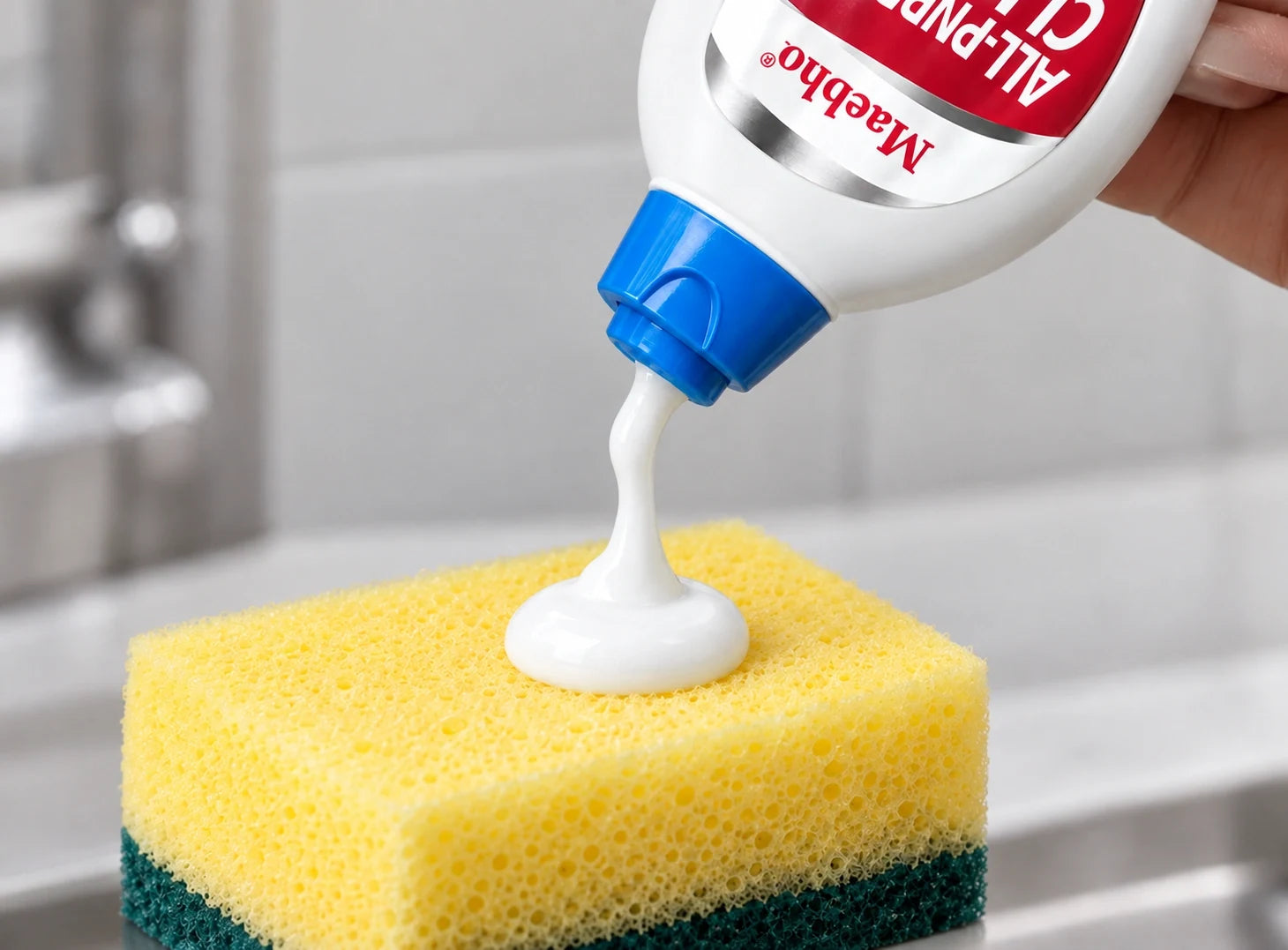 Applying cream to a sponge