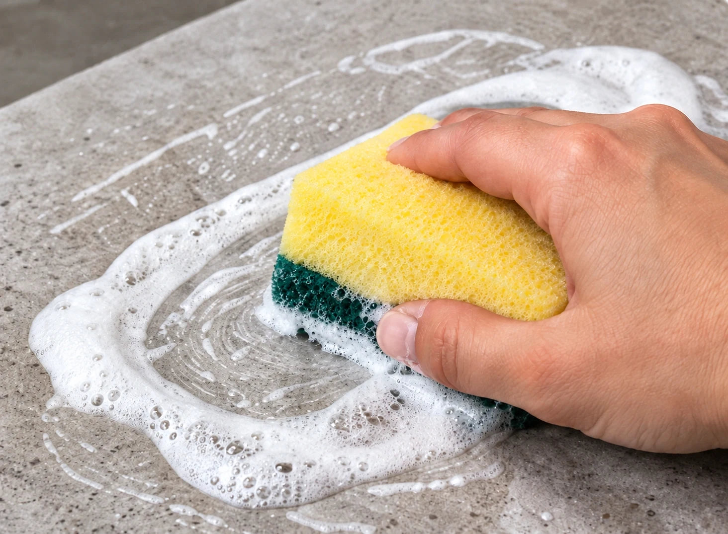 Gently working the cream with a sponge