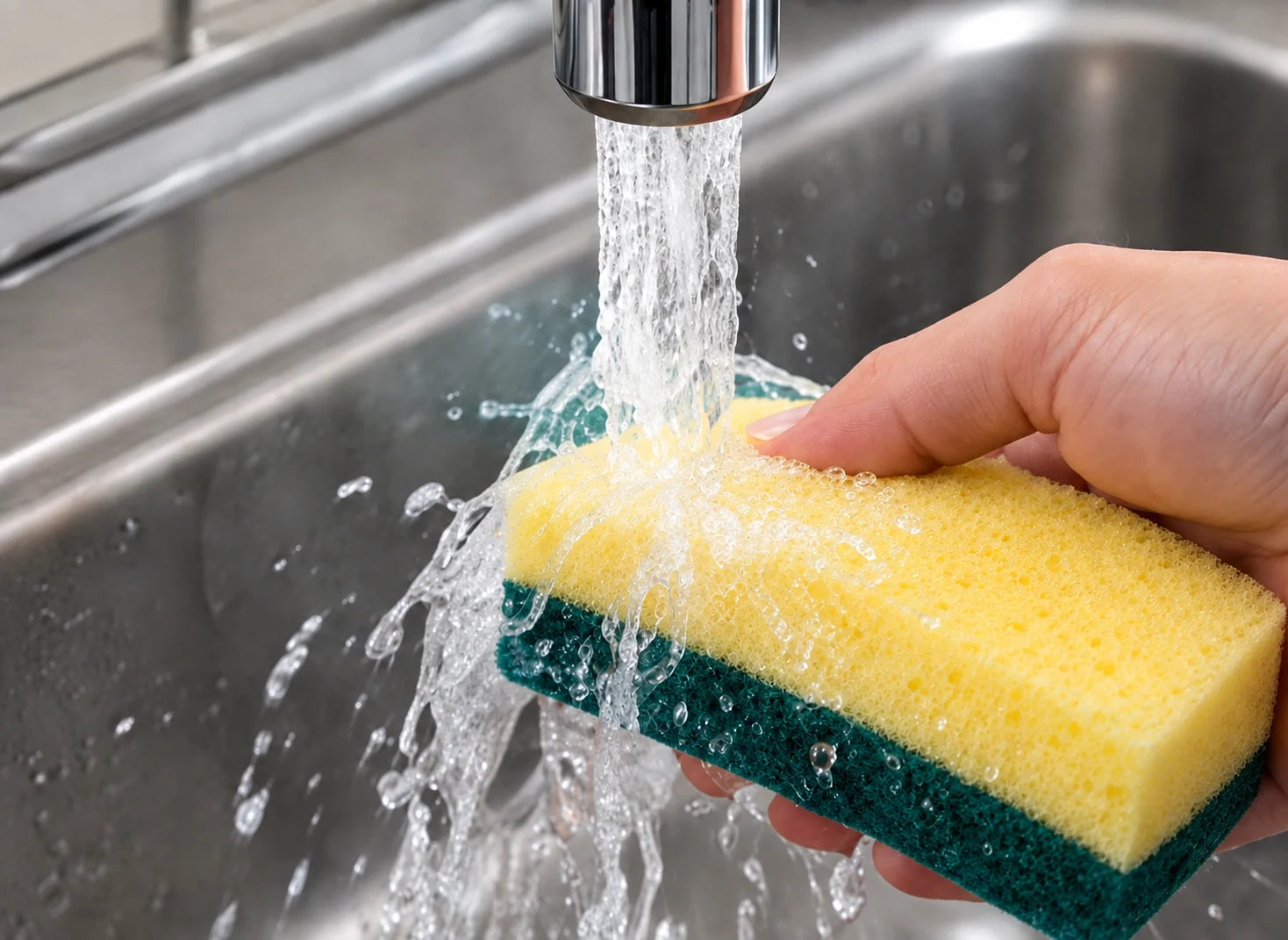 Rinsing the sponge