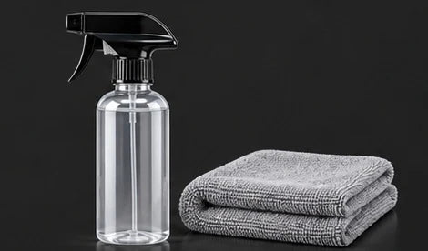 Cleaner spray bottle and microfiber cloth