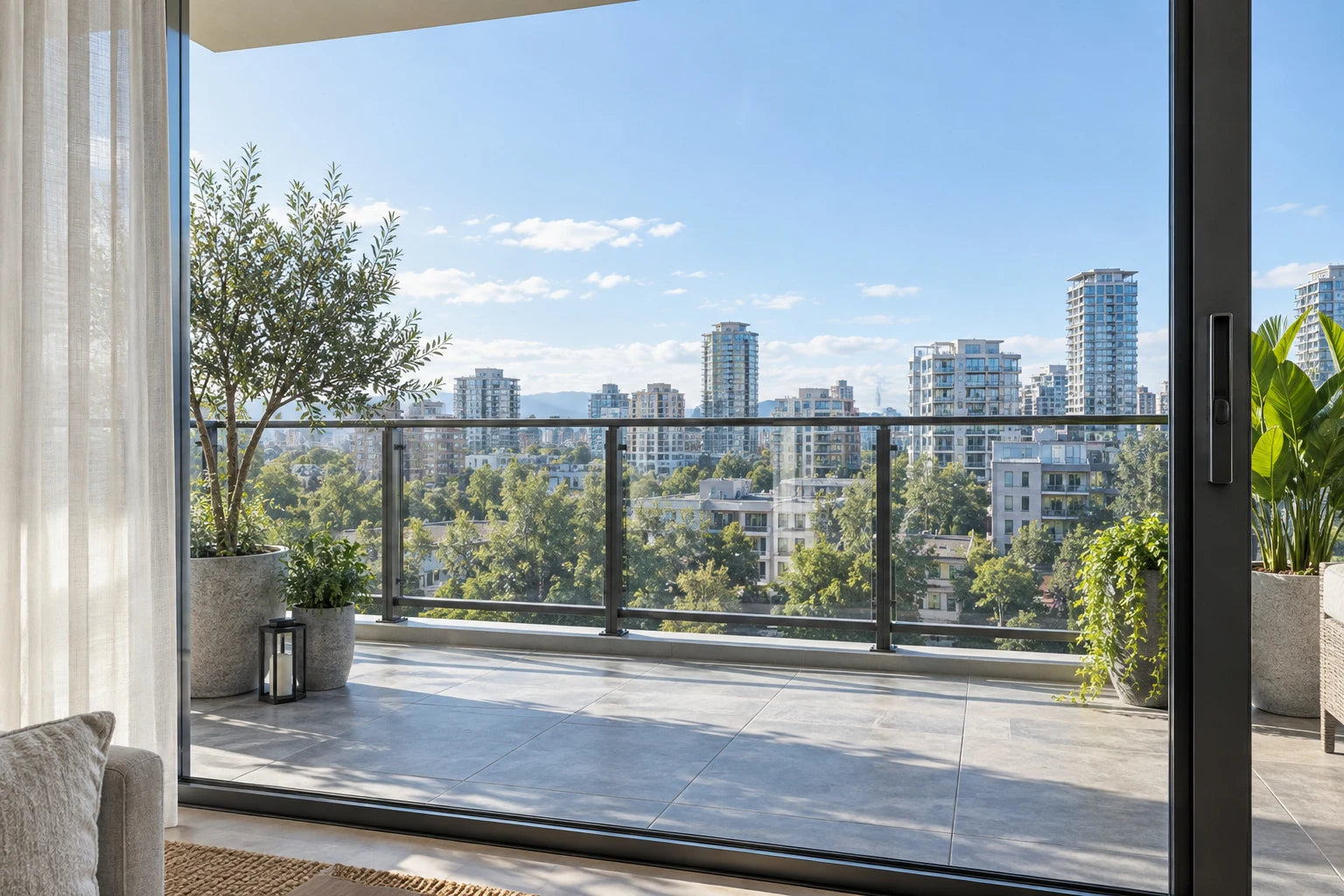 Balcony Glass Door, the same fixed view without the overlay