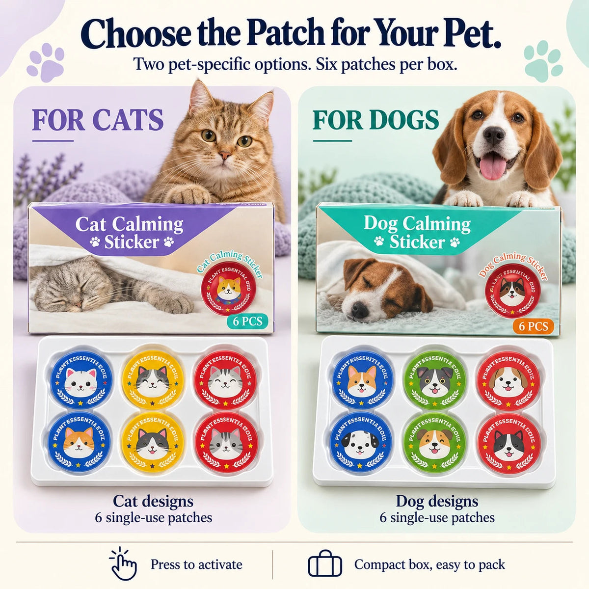 Cat and dog patch options