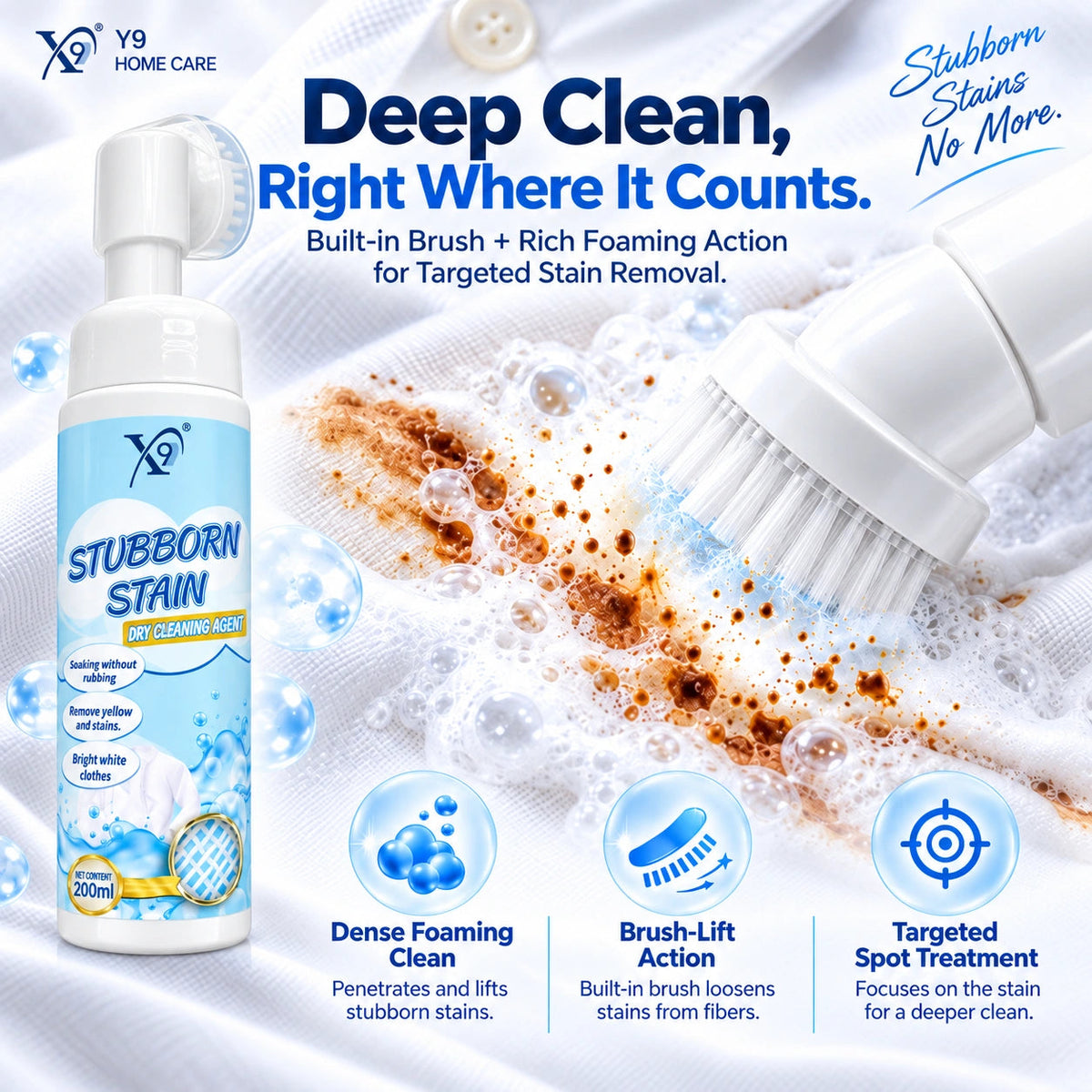 Targeted brush and foam cleaning